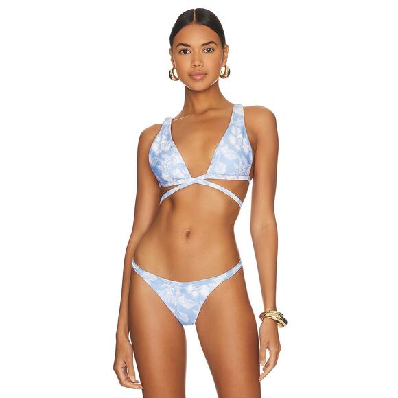 L*Space Other - L*Space Avery Bali Blooms Blue Floral Print Strappy Bikini Swimsuit Top Size XL